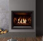 Q2 GAS FIREPLACE W/ GLASS BURNER, BLACK ENAMELED LINER & SLIM FACE PAINTED BLACK -IPI NG