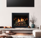 RZ41 GAS FIREPLACE W/ EMBER BED LIGHTS, PAINTED LINER & SLIM FACE (BLACK) -IPI, NG 