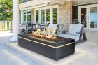  HALO 60" LINEAR FAS FIREPIT STAINLESS STEEL BLACK W FIREPIT COVER & GLASS BURNER
