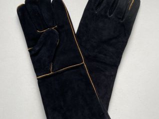 16" OVERALL BLACK SPLIT COWHIDE LEATHER GLOVES (PR)
