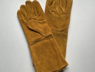 16" LEATHER GLOVES, SPLIT COWHIDE, TAN