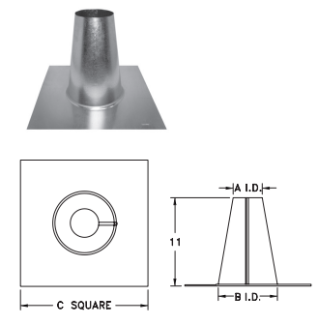 10" BVENT TALL CONE FLAT FLASHING BV
