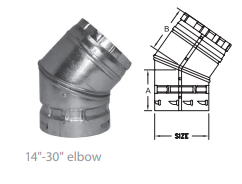 16"X 45 DEGREE BVENT ADJUSTABLE ELBOW BV