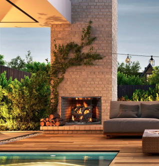 COTTAGEWOOD 36" OUTDOOR WOOD BURNING FIREPLACE W/ GRAY HERRINGBONE BRICK