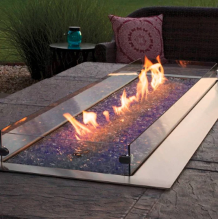 CAROL ROSE 60" OUTDOOR LINEAR GAS FIRE PIT W/ MULTICOLOR LED LIGHTING, LP