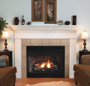 KEYSTONE PREMIUM 42" B-VENTED FIREPLACE -FLUSH FACE, LOG SET, MILLIVOLT, NG