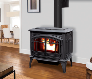 M55 CAST IRON FREESTANDING PELLET STOVE PAINTED BLACK