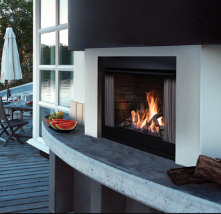 OFP42 OUTDOOR GAS FIREPLACE, SATIN COAT BLACK, IPI, NG 