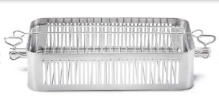 ADJUSTABLE STAINLESS STEEL ROTISSERIE BASKET 