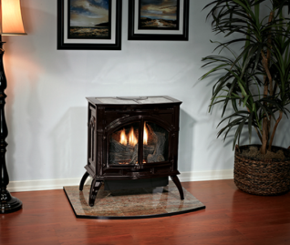 SPIRIT MEDIUM VENT FREE CAST IRON STOVE, PORCELAIN MAHOGANY, MILLIVOLT, LP