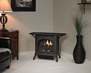 SPIRIT MEDIUM VENT FREE CAST IRON STOVE, MATTE BLACK, MILLIVOLT, LP