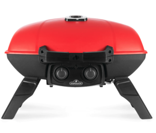 TRAVELQ 285X PORTABLE 2 BURNER LP RED GRILL GRIDDLE 12,000 BTU'S COOKING ARE 285 SQ INCHES**DTO CAN'T ORDER**