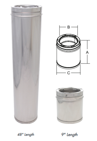 9" STAINLESS STEEL CHIMNEY LENGTH