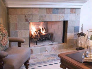 WRT3543WS 43" WOOD BURNING FIREPLACE W/ GRAY STACKED PANELS F3416