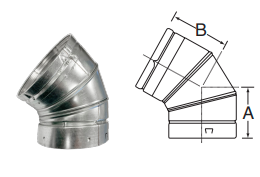 6" BVENT 45 DEGREE ADJUSTABLE ELBOW BV