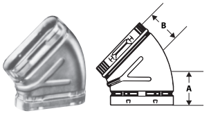 5"X 45 DEGREE OVAL BVENT ELBOW FLAT BV