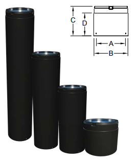 6USP-AL36 6" ADJUSTABLE 2"-34" BLACK LENGTH/STOVE ADAPTER