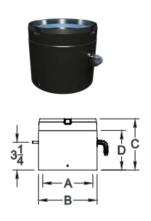 6USP-DK 6" IN-LINE DAMPER DOUBLE WALL BLACK STOVE PIPE