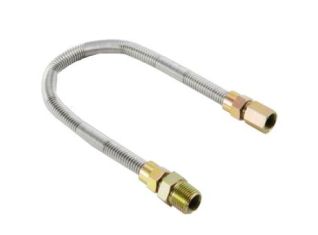 18" WHISTLE FREE (1/2" ID) SS GAS CONNECTOR HOSE W/FITTINGS, 1/2" MIP x 1/2"FIP